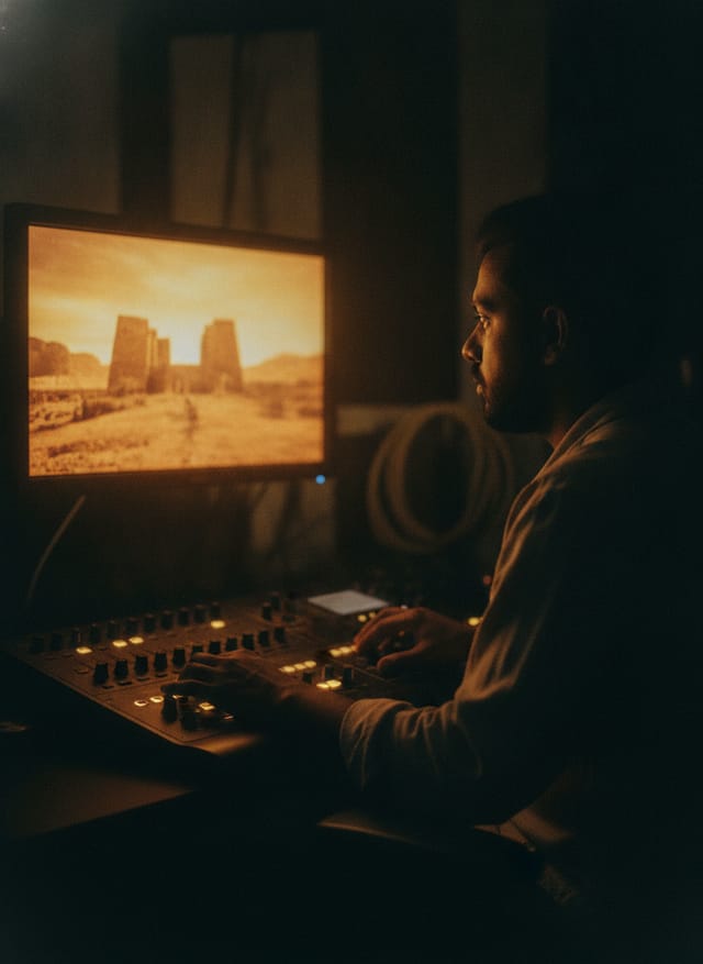 Colorist in a grading suite