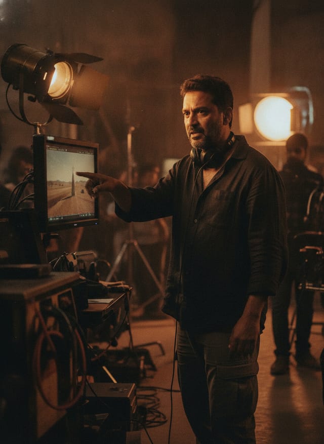 Director at the monitor